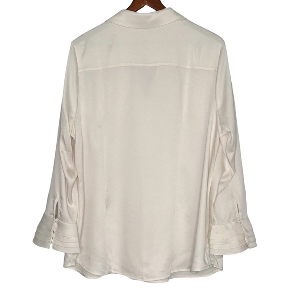 Soft Surroundings Sonnet Blouse 1X Ivory Button Down Ruffle Bell Poet Sleeve - Picture 7 of 12
